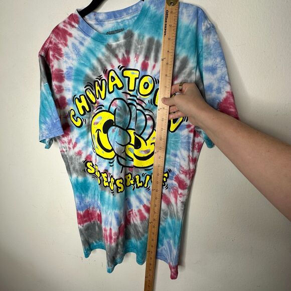 RARE Chinatown Market Multi-Color Tie Dye Stress Relief Graphic Short Sleeve Tee - Picture 5 of 10